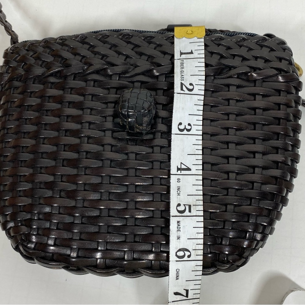 COLE HAAN WOVEN BASKETWEAVE BROWN LEATHER CROSSBODY SHOULDER BAG PURSE MADEITALY - Picture 7 of 7